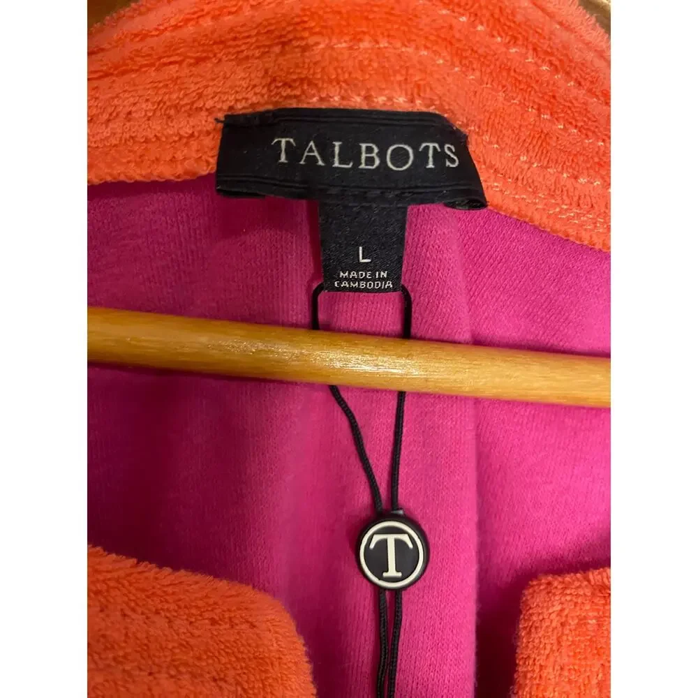 NWT Talbots Swim Cover Up Tunic Red Orange Size Large Long Shirt Terrycloth